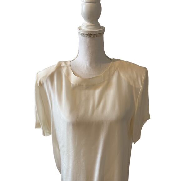 Anna and Frank Woman Silk Short Sleeve Shirt Cream 18 - Picture 2 of 5